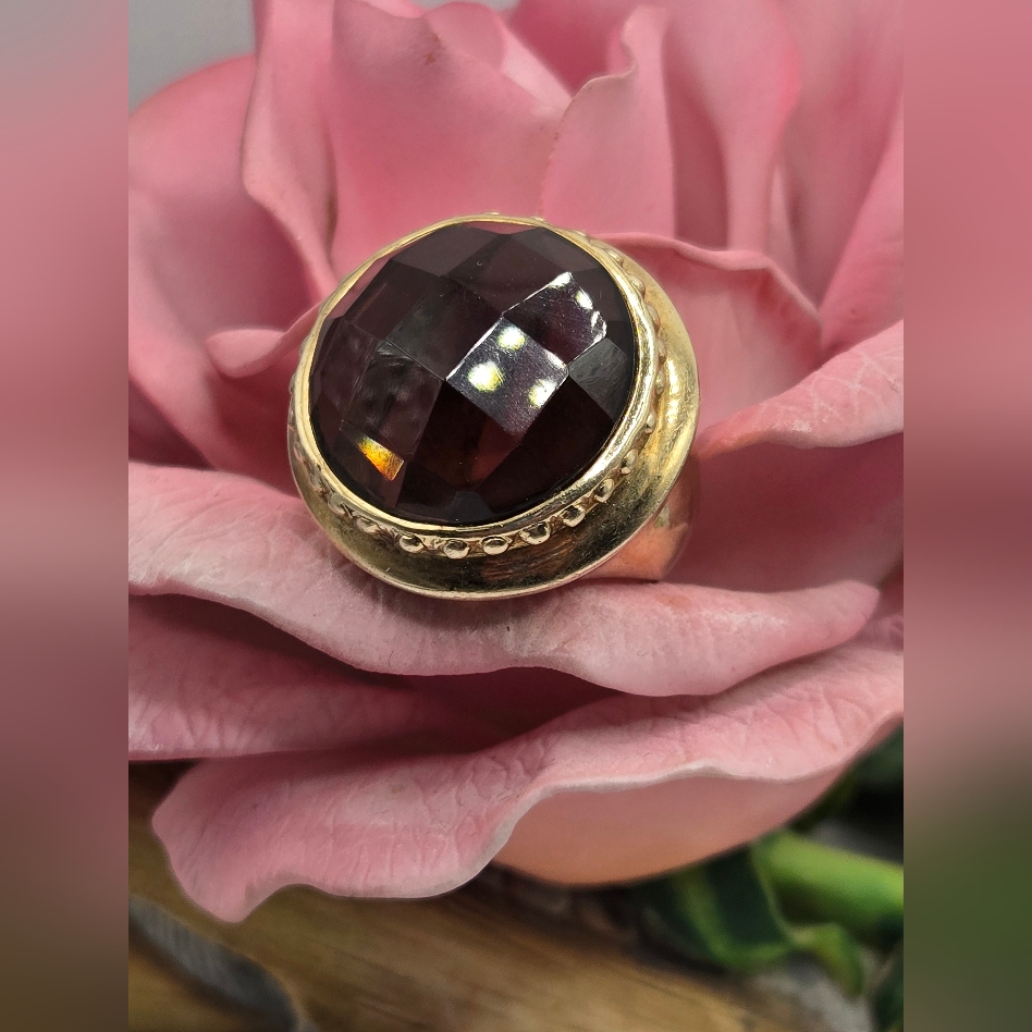 Sterling Silver Gold Smokey Quartz Ring